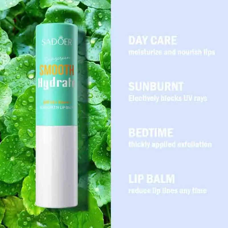 SADOER Spf 15+ Lip Sunscreen Solar Blocker Lip Balm Moisturizing Fade Lip Lines Nourishing Hydrating Lipstick For Lips Skin Care