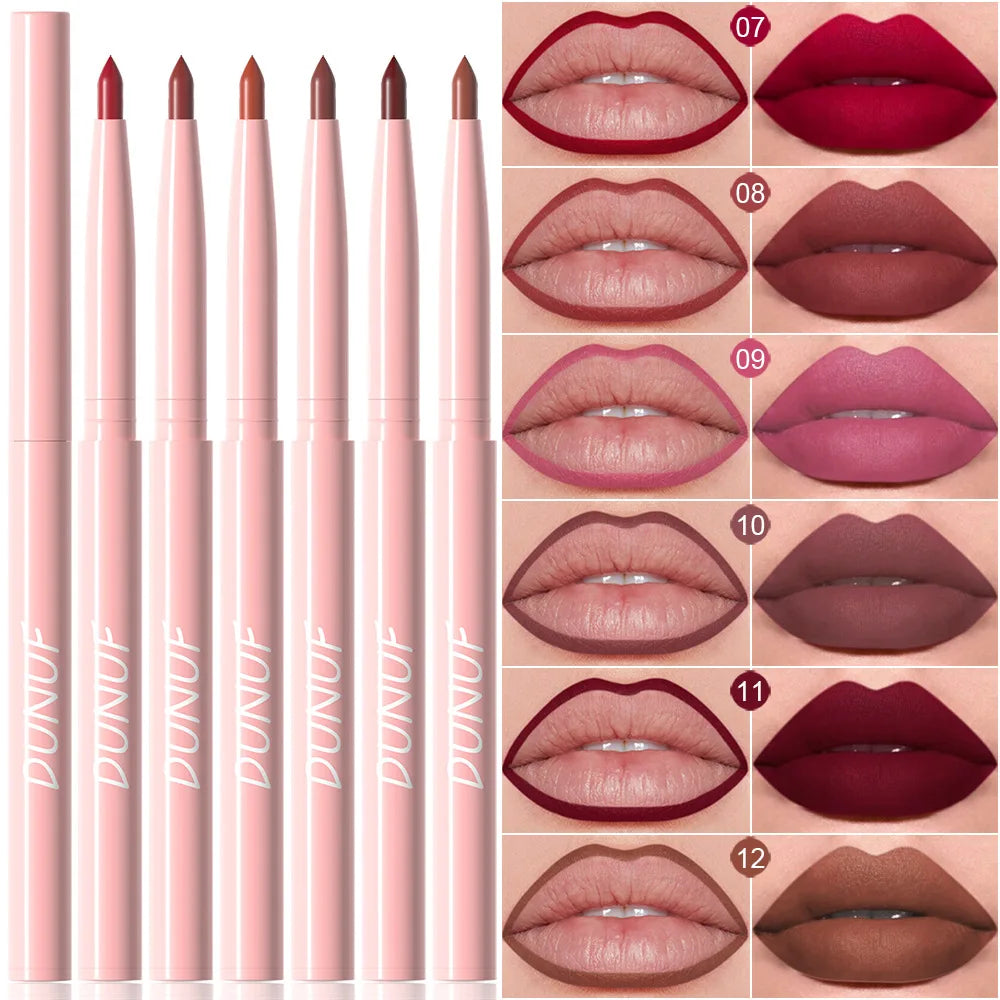 Multi Color Matte Lip Liner Crayon, Velvet Waterproof Lip Pencil for Outline & Fill Lips, Long Lasting Non Stick Lip Makeup