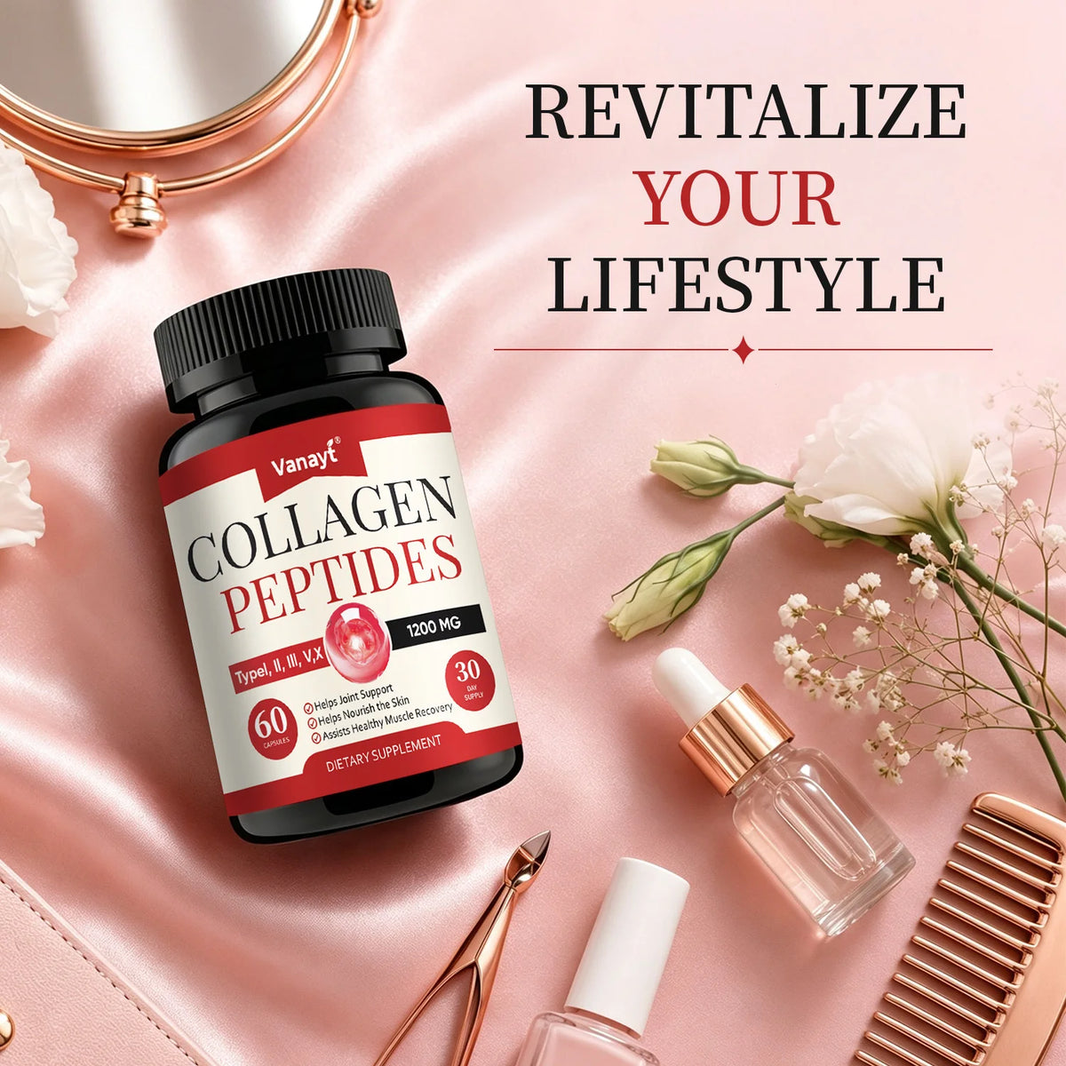 Multi Collagen Peptides Capsules Type I II III V X Supports Healthy Skin Nail And Hair Condition Daily Body Wellness Supplement