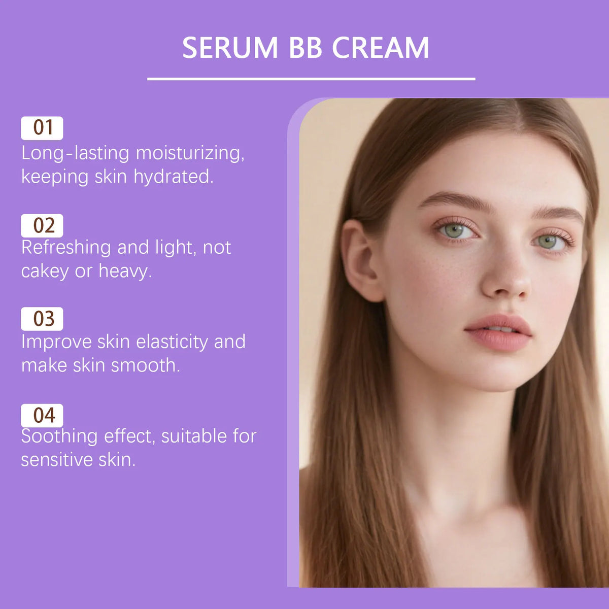 2-in-1 Moisturizing Serum BB Cream Flawless Foundation Concealer Multifunctional Lightweight Brighten Base Makeup Sensitive Skin