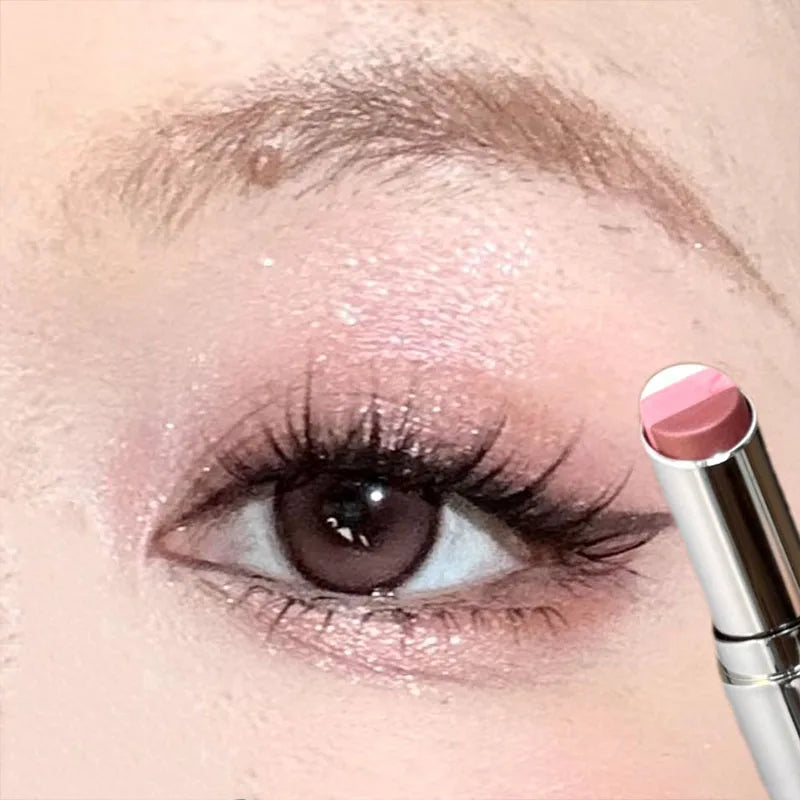 QIBEST Glitter Eyeshadow Stick Long Lasting Eye Shadow Pencil Cosmetics Shimmer Highlighter Brighten Lying Silkworm Eyeshadow