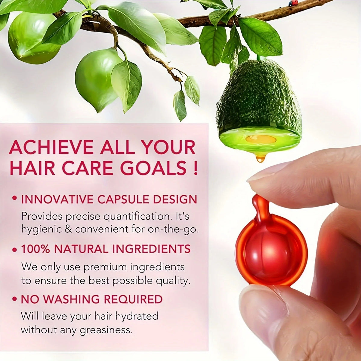 40 Capsules Leave-In Vitamin Hair Care Capsules, Moroccan Argan Nut Oil Essence, Repair Damaged Hair & Split Ends, Nourish Dry Frizzy Hair