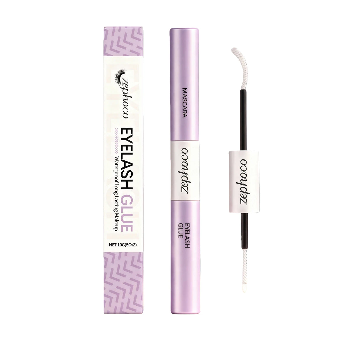 2 in 1 Mascara Waterproof Long-Lasting Makeup Eyelash Glue Smudge Proof Volumizing Curl Mascara Natural Eyelash Shaping Cosmetic