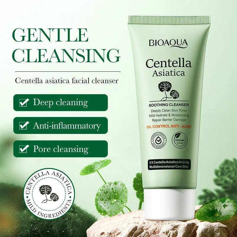 BIOAQUA Centella Facial Cleanser Moisturizing Anti-aging Whitening Anti Acne Face Wash Foam Facial Cleanser Skin Care
