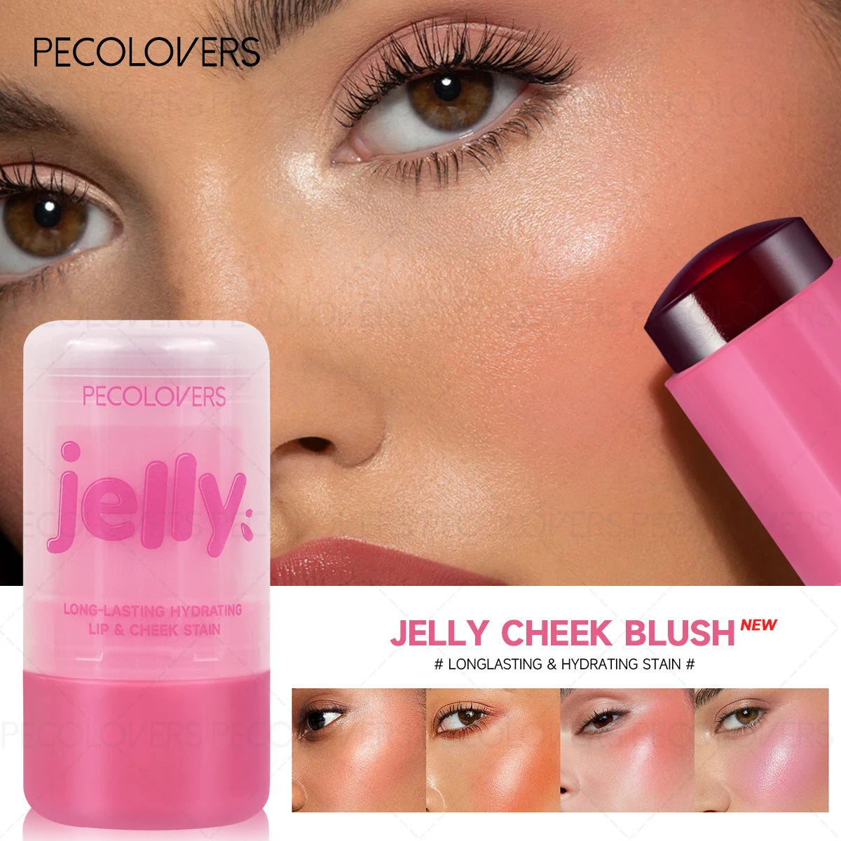 Jelly Blush & Lip Stick，Lightweight and Natural - Hydrating Formula - blush Stick