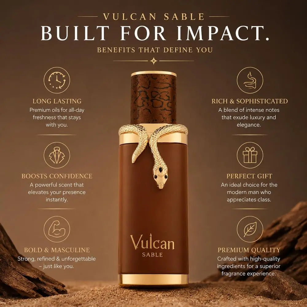 French Avenue Vulcan Sable EDP 100ml 3.4oz Eau De Parfum Spray Long‑Lasting Woody Oud Scent Dubai Arabian Luxury Perfume For Men Women
