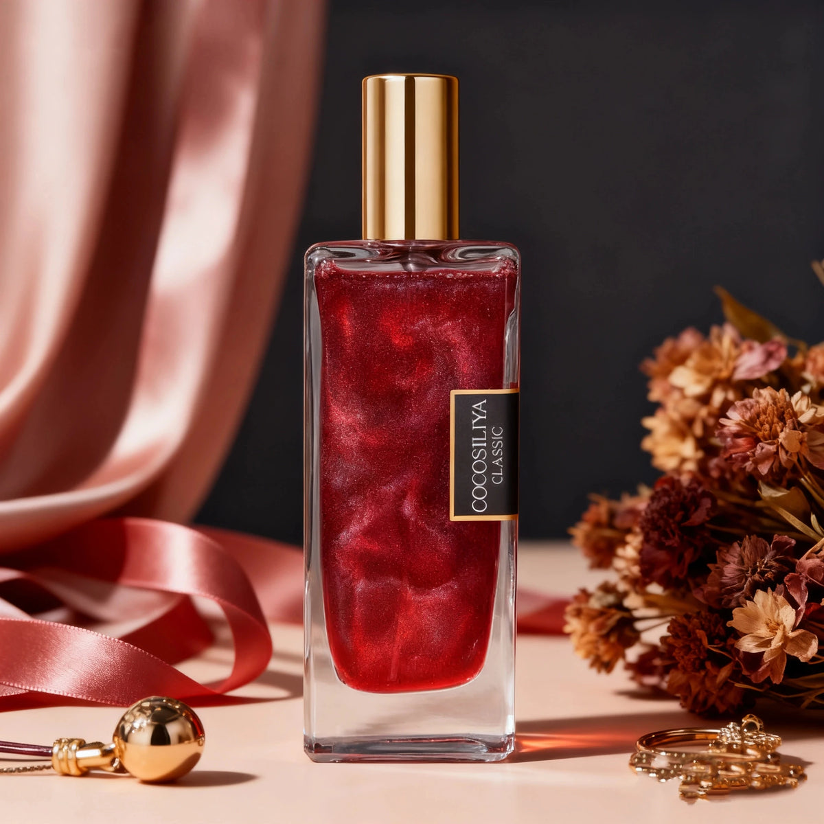 50ml Berlin Girl Women Shimmer Quicksand Eau de Parfum, Long Lasting Rose Floral Perfume, Geranium Rose Patchouli Honey Scent, Elegant Red Glitter Bottle, Daily Dating Wedding Gift for Her