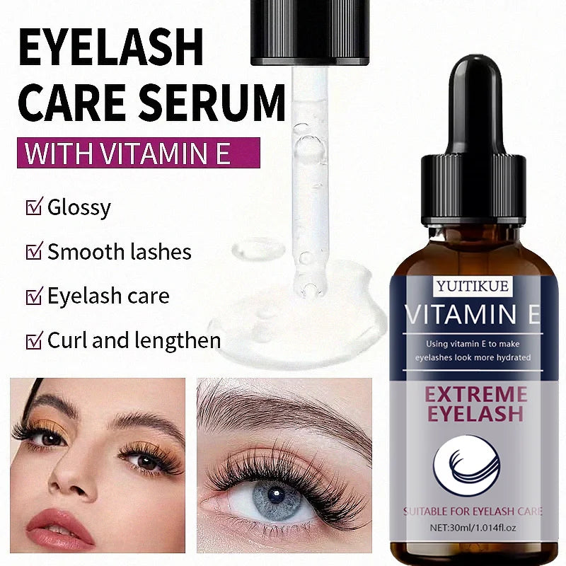 YUITIKUE Vitamin E Eyelash Serum 30ml, Extreme Hydrating Lash Care Serum for Longer & Fuller Eyelashes