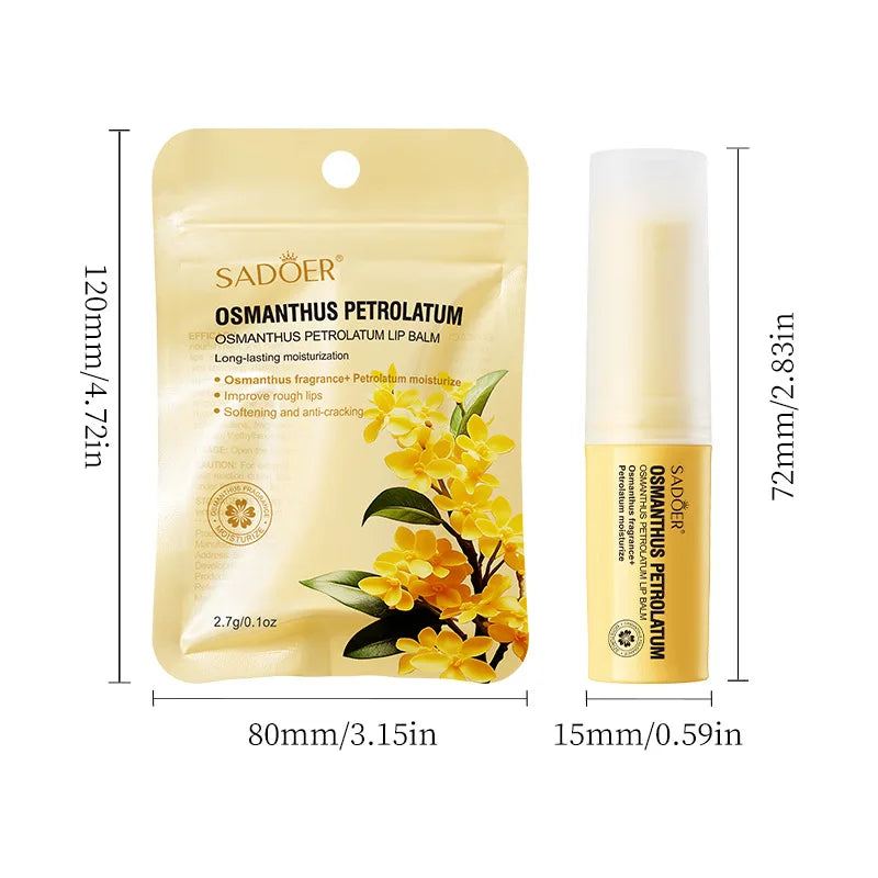 5pcs Osmanthus Vaseline Lip Balm Healing Lasting Moisturizing All-natural Lip Mask For Dry Lips Lip Repair Hydration Makeup