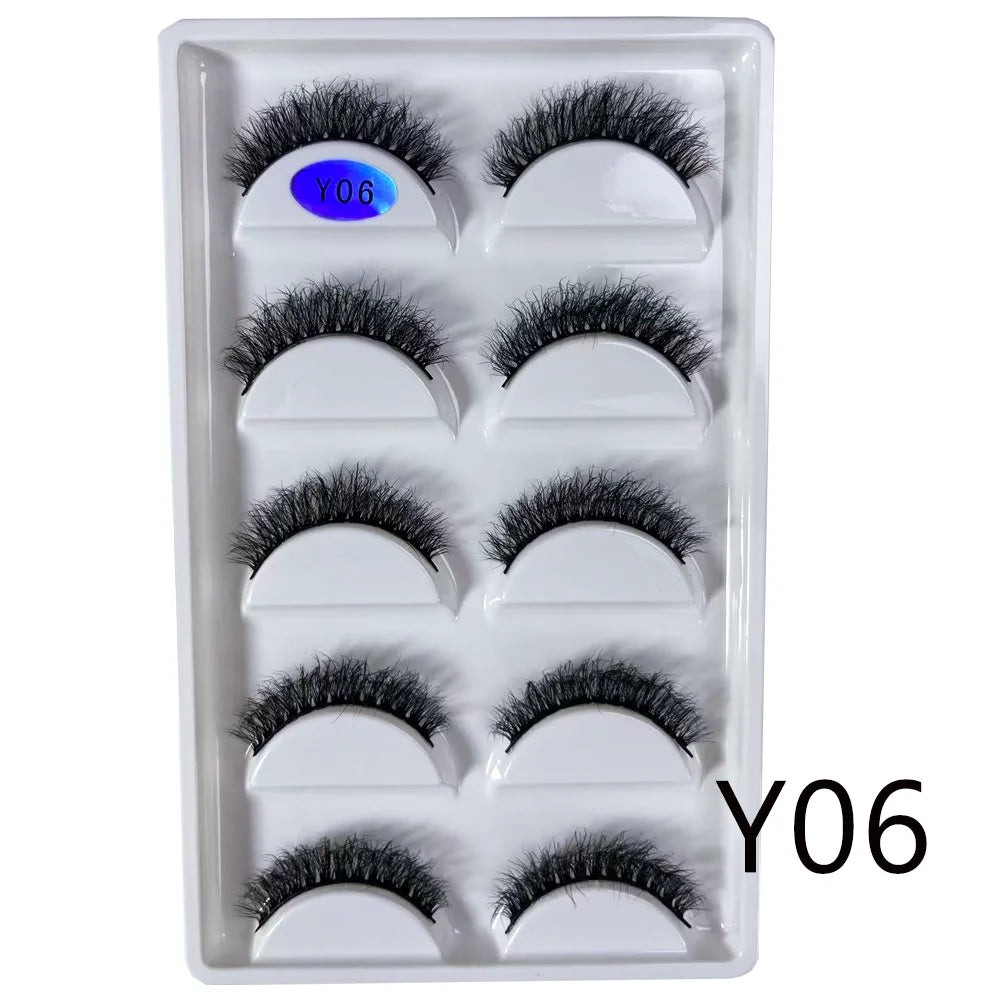 NEW 5 Pairs 3D Y08 Natural Mink False Eyelashes Fluffy Style Makeup Eyelash Fake Eye Lashes Faux Cilios Make Up Beauty Tools
