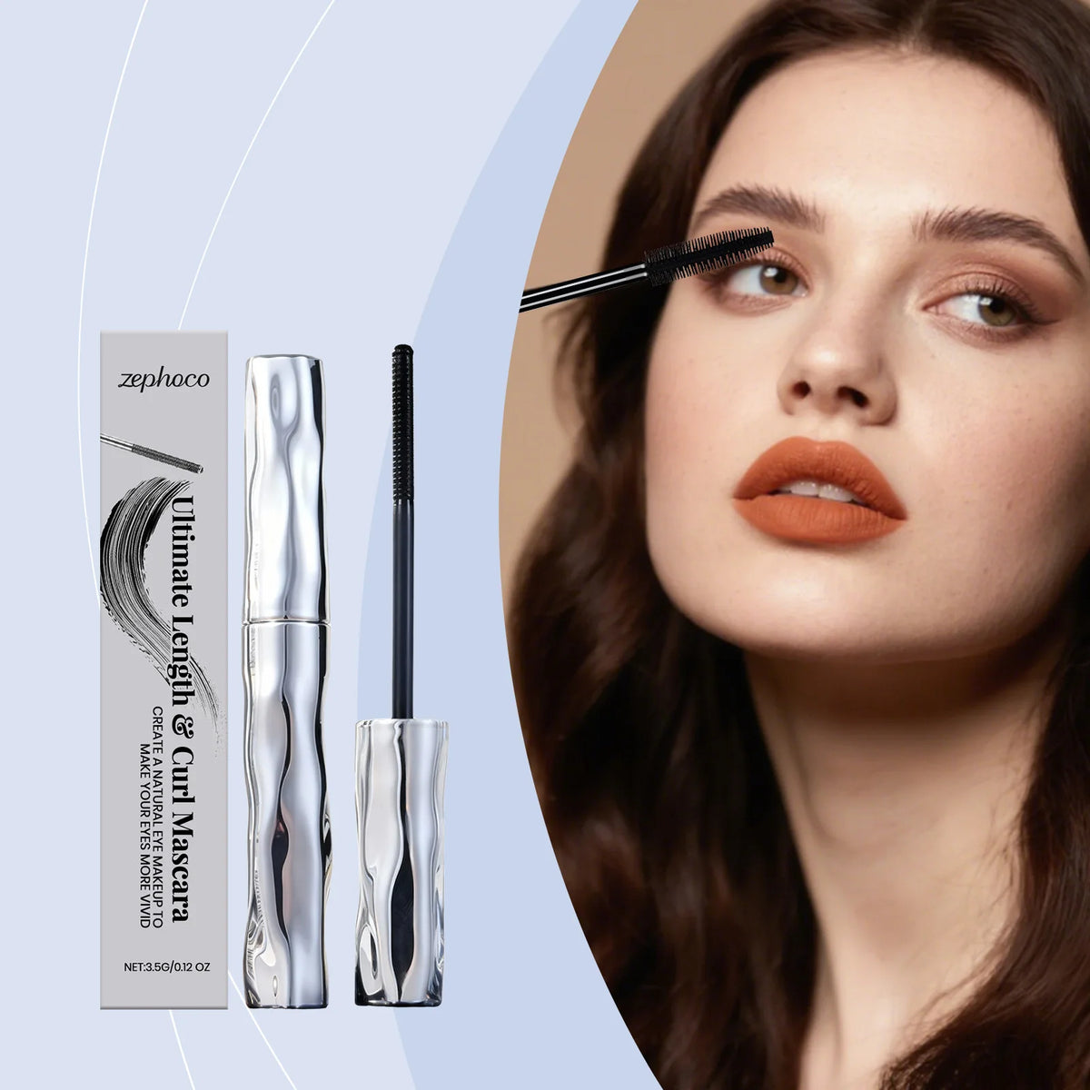 Steel Tube Mascara-Special Spiral Brush,Waterproof LongLasting Silk Fiber Mascara,Keep Each Eyelash Curled For ALong Time Makeup