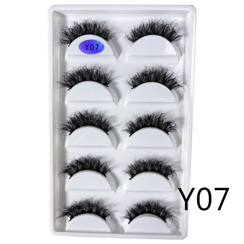 NEW 5 Pairs 3D Y08 Natural Mink False Eyelashes Fluffy Style Makeup Eyelash Fake Eye Lashes Faux Cilios Make Up Beauty Tools