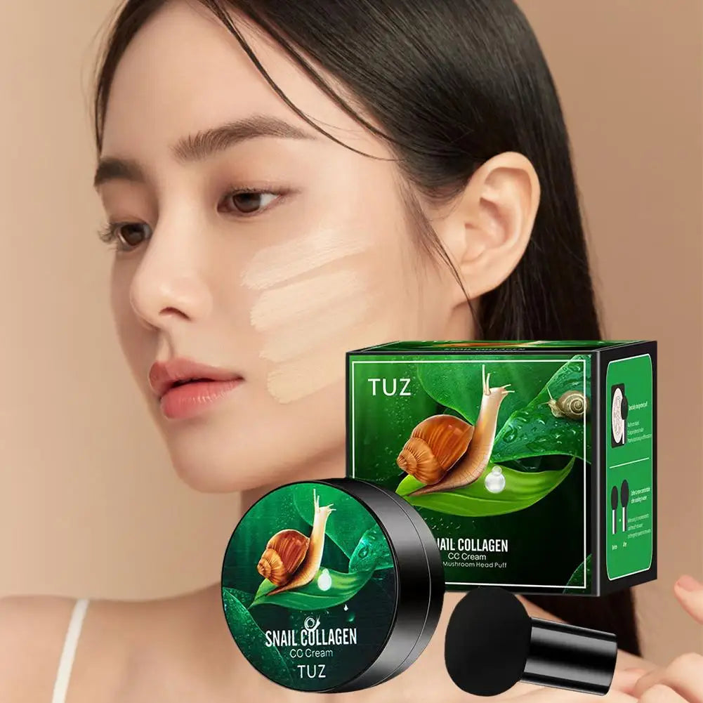 Mushroom Head CC Cream Snail Collagen Air Cushion Face Concealer Moisturizing And Nourishing Base Beauty Makeup Cosmetic