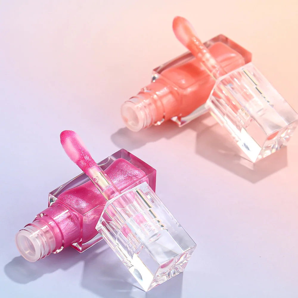 Private Label Lip Gloss Pigment Long-lasting Waterproof Matte Glossy Custom Logo Makeup Wholesale P238 Transparent Square Tube