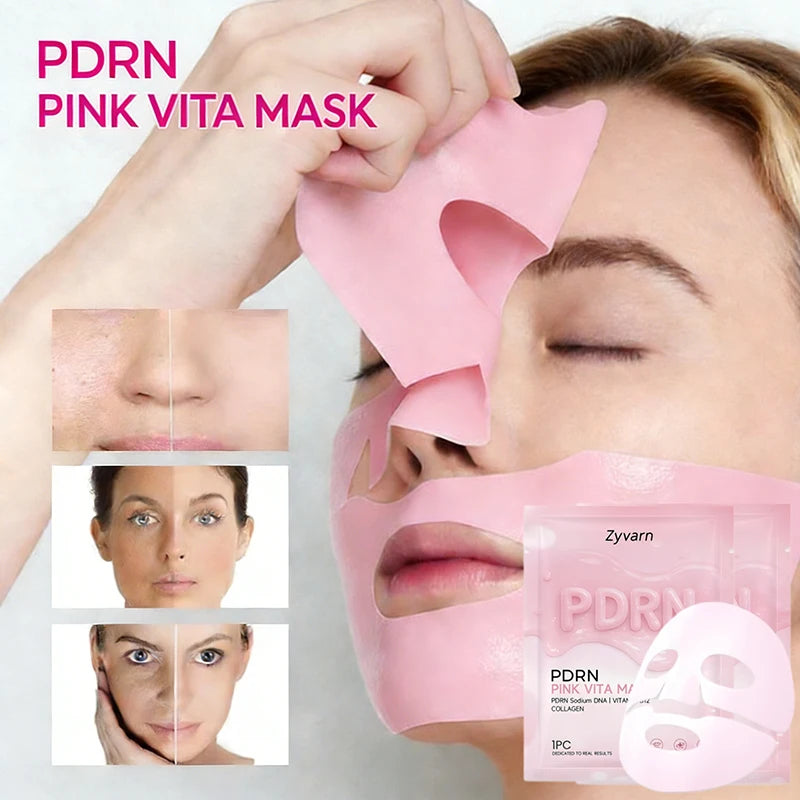 1/3/5pcs PDRN Pink Collagen Mask Korean Vitamin B12 Skincare, Daily Hydrating Facial Sheet Mask