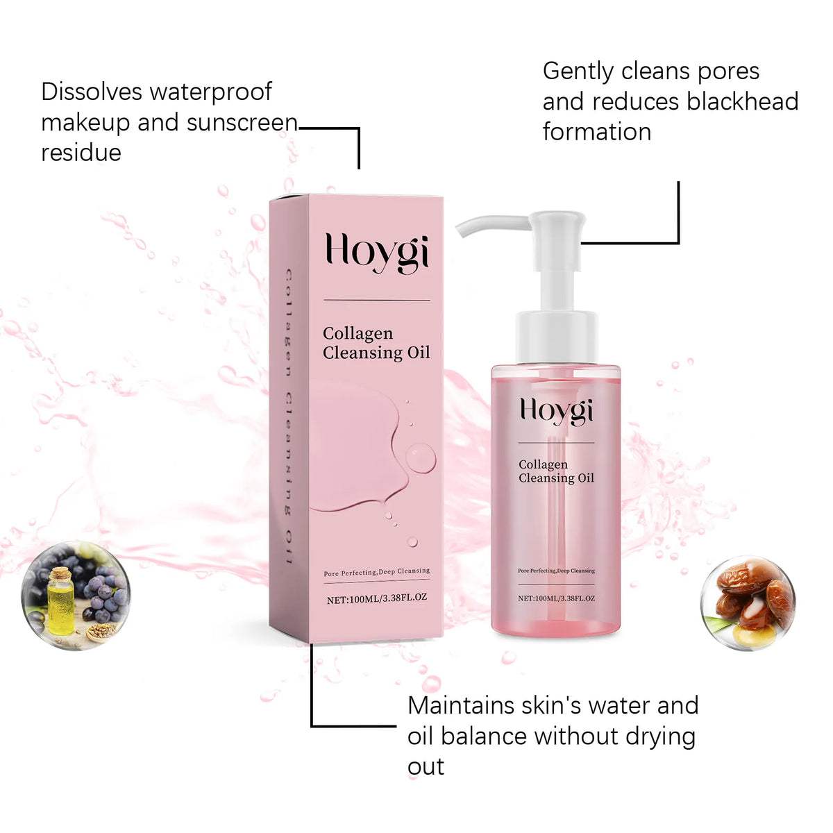 Collagen Cleansing Oil - A Daily Gentle Cleansing Oil with Jojoba Seed Oil, for Emulsifying Makeup