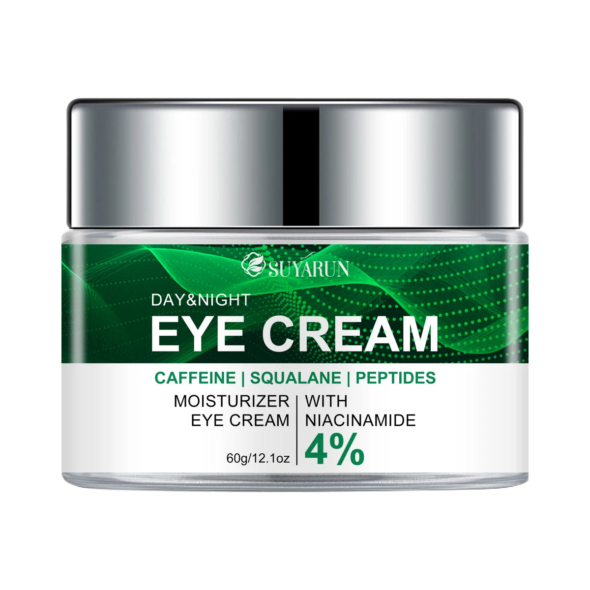 SUYARUN Anti-Aging Eye Cream Niacinamide & Plant Squalane Dark Circle Treatment, Wrinkles Reduction, Hydrating Care.-Glass Jar-