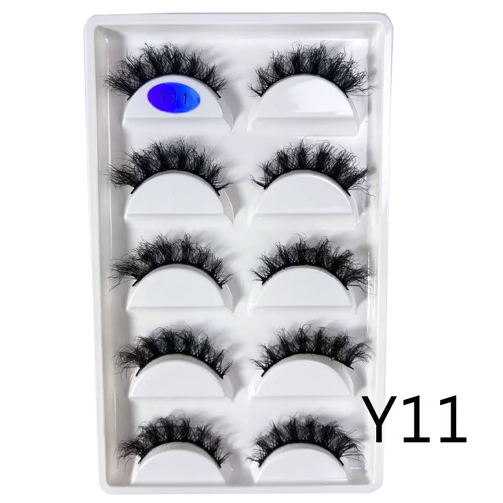 NEW 5 Pairs 3D Y08 Natural Mink False Eyelashes Fluffy Style Makeup Eyelash Fake Eye Lashes Faux Cilios Make Up Beauty Tools