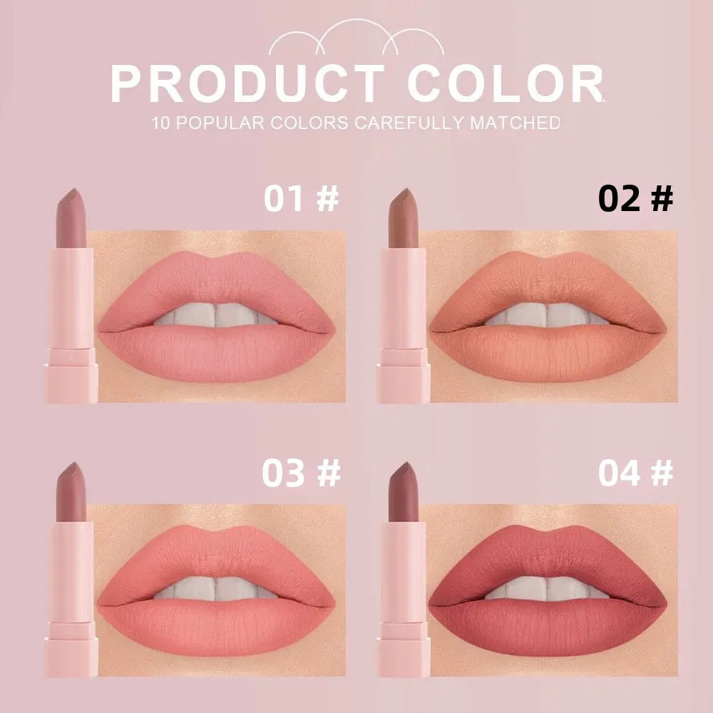 Mini Matte Lipstick Gift Set 10 Colors Saturated Velvet Finish Long Wear Lip Makeup For All Day Moisturizing