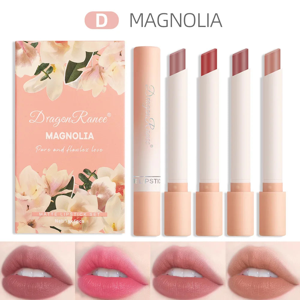 Cigarette Lipstick Set 4pc Velvet Matte Lip Gloss Waterproof Long Lasting Smoke Lip Stick Sexy Red Lip Tint Charming Lips Makeup