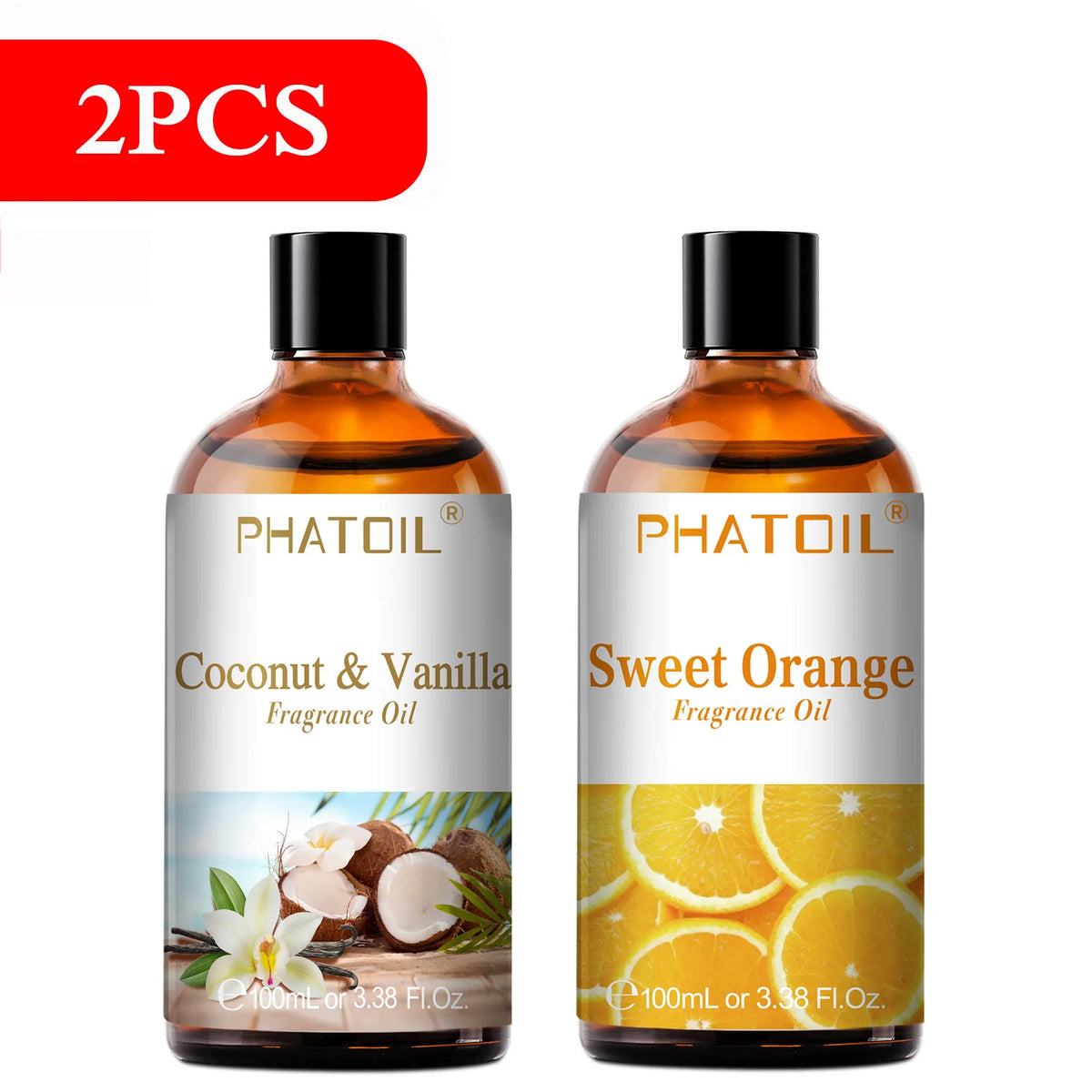 PHATOIL 100ml Aromatherapy Fragrance Oil Coconut & Vanilla Strawberry Cherry Lemon 1/2/3pcs Aroma Oil For Diffuser Candle Making