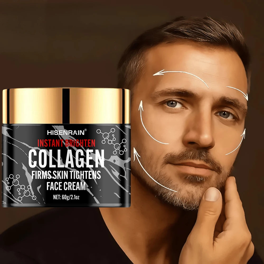HISENRAIN Collagen & Retinol Face Cream for Men - Intense Moisture, Anti-Aging Hydration, Revitalizing Nourishing Skincare.