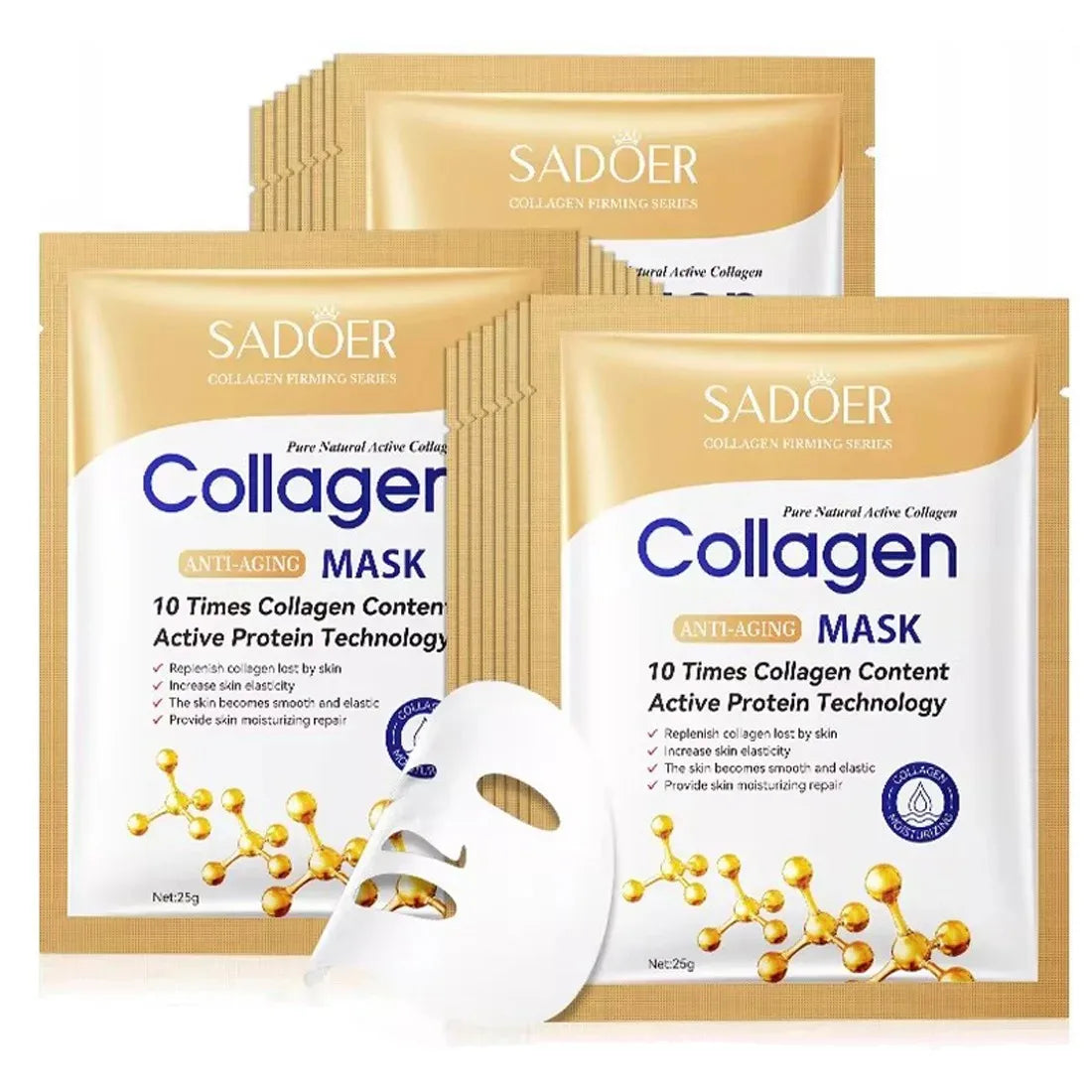 SADOER Collagen Face Mask Firming Moisturizing Repair Brightening skincare Face Sheet Hydrating Facial Wrapped Masks Skin Care