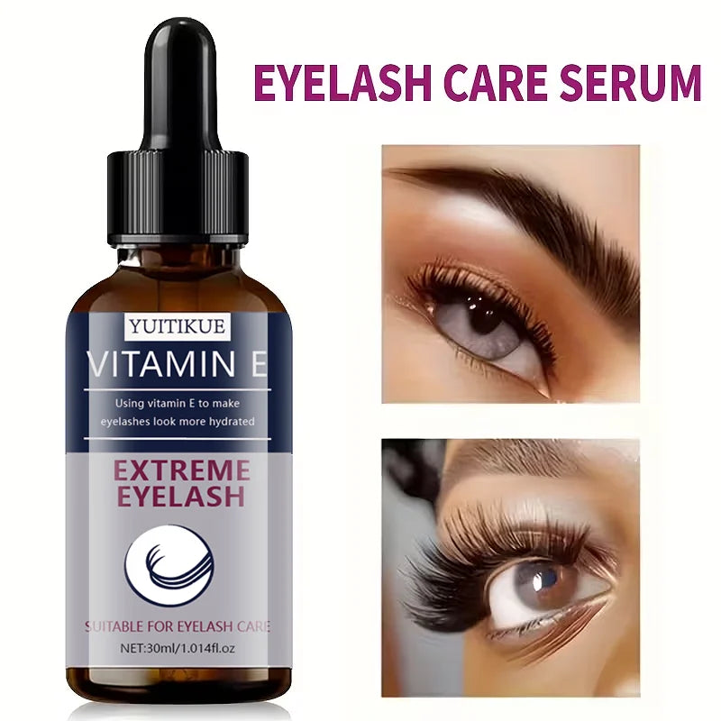 YUITIKUE Vitamin E Eyelash Serum 30ml, Extreme Hydrating Lash Care Serum for Longer & Fuller Eyelashes