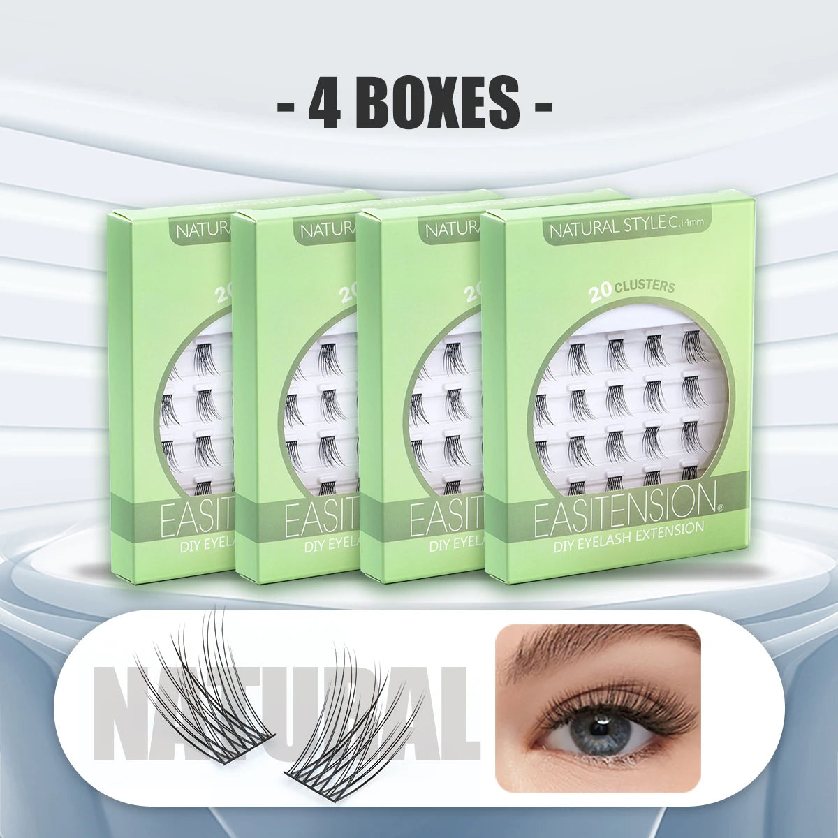EASITENSION DIY Eyelash Extension 80 PCS Cluster Lashes Natural Volume Individual Lash Clusters Wisps Fluffy Russian Mink Bundle