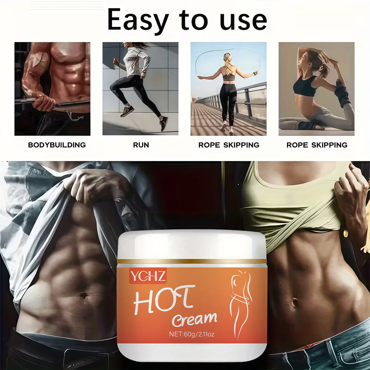 Firming Body Cream 60G/2.11Oz, Tightens the Abdomen, Waist, Arms, Legs, and Other Body Areas The Texture Is Light and Easy to Apply, Non-Greasy, Suitable for All Skin Types, and Hypoallergenic Formula.