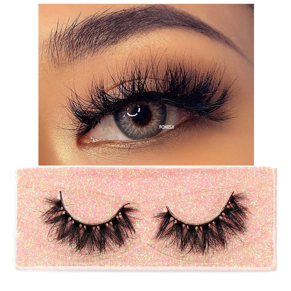 FOXESJI Makeup Eyelashes 3D Mink Eye Lashes Fluffy Soft Wispy Natural Lashes Extension Reusable Fake Lashes Mink False Eyelashes