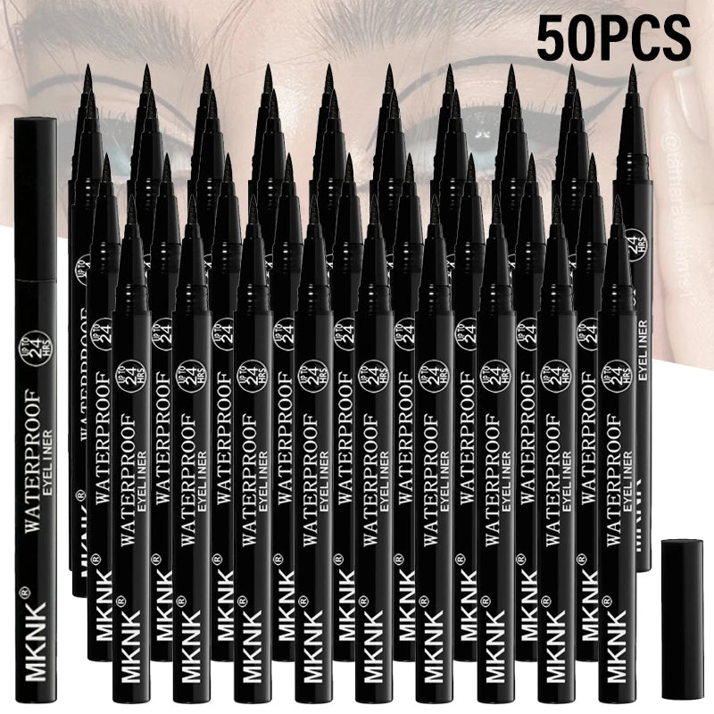 1/2/3/5/10/20/50pcs Waterproof Eyeliner Pen, Quick Dry Smudge-Proof Long Lasting Liquid Eye Liner, Fine Tip Black Eye Makeup