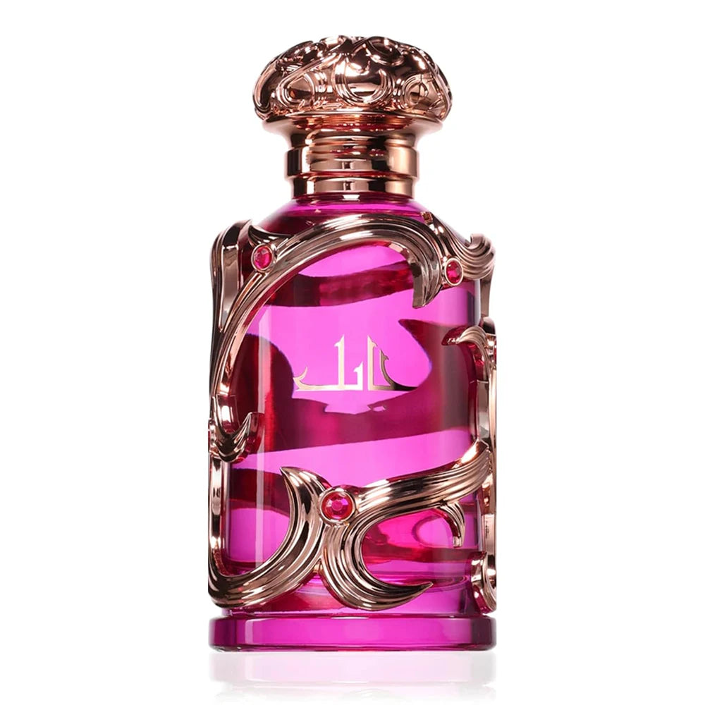 Luxury Habiik Decorative Women Perfume 100ml, Soft Pear Jasmine Oriental Fragrance, Rose Gold Engraved Metal Cage Pink Glass Bottle, Ready Gift Box for Her Birthday Holiday