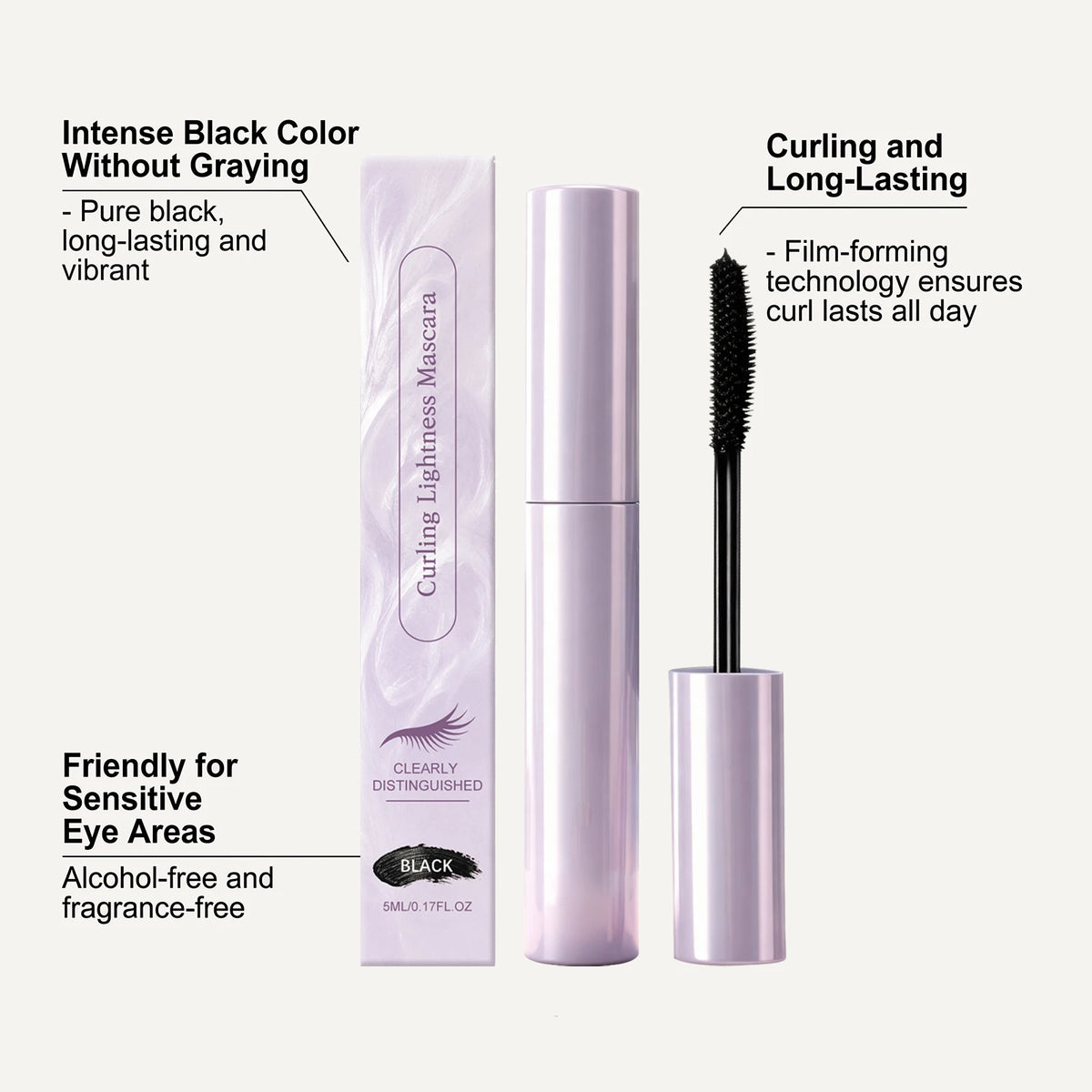 Curling Mascara Cream 3D Stereo Waterproof and Sweatproof Smudge Lengthening Mascara Quick-Drying Black Brown Mascara Eye Makeup