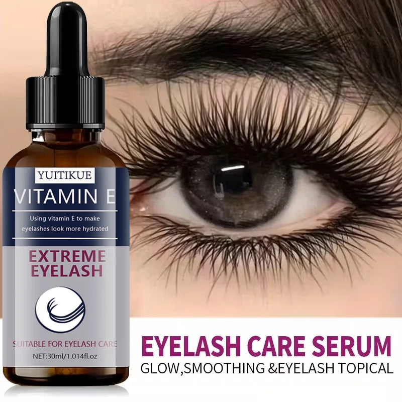 YUITIKUE Vitamin E Eyelash Serum 30ml, Extreme Hydrating Lash Care Serum for Longer & Fuller Eyelashes