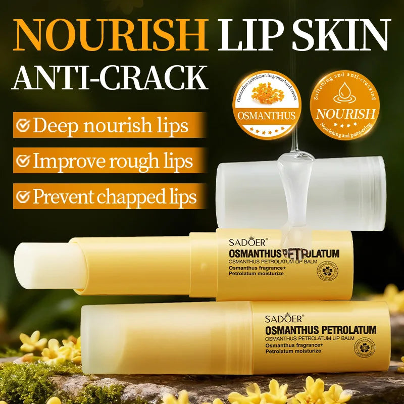 5pcs Osmanthus Vaseline Lip Balm Healing Lasting Moisturizing All-natural Lip Mask For Dry Lips Lip Repair Hydration Makeup