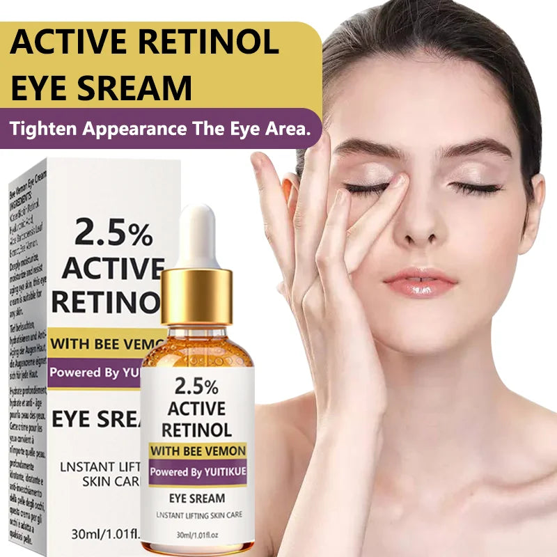 YUITIKUE Retinol Eye Serum - Bee Venom Infused, Gentle Moisturizing For Eye Area, Non-Sticky & Silky Formula, 30ml