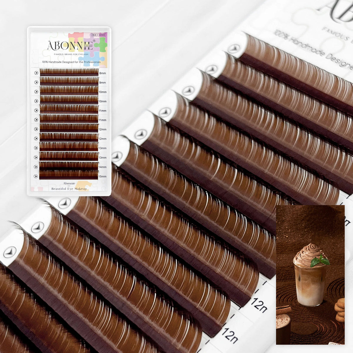 Abonnie Brown Individual Eyelashes Extension All Size Lashes Colorful Premium Classic Lashes