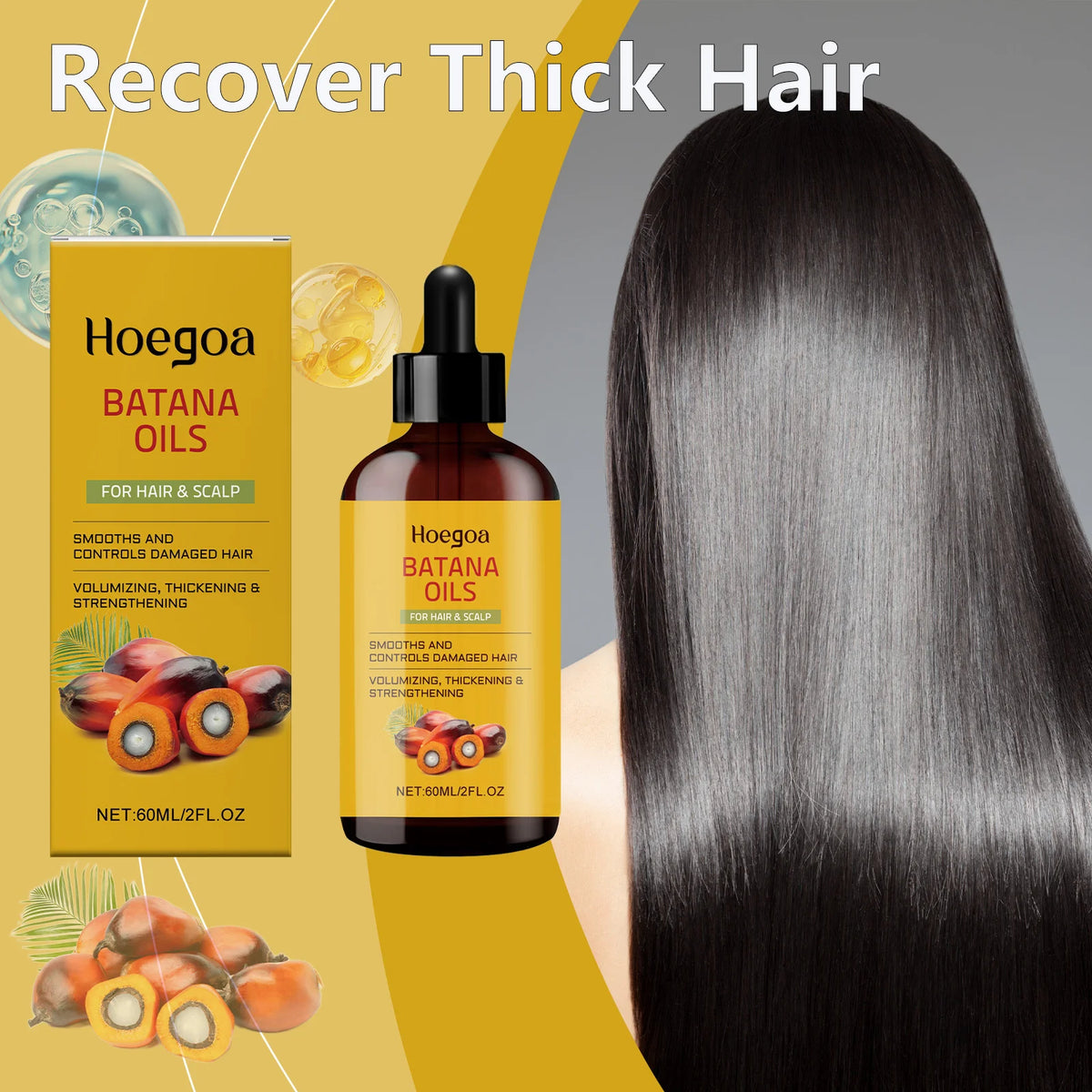 Natural Organic Batana Hair Care Essence Oil Fast Hair Growth Nourishing Smooth Strengthen Root Scalp Hair Care Essence Oil 60ml