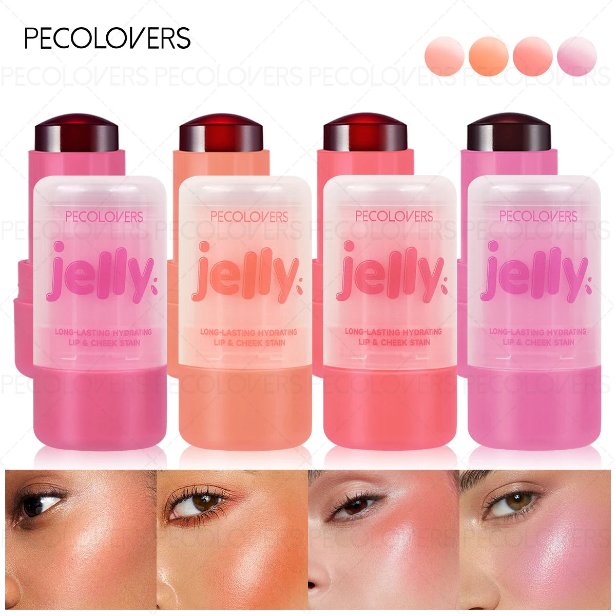 Jelly Blush & Lip Stick，Lightweight and Natural - Hydrating Formula - blush Stick
