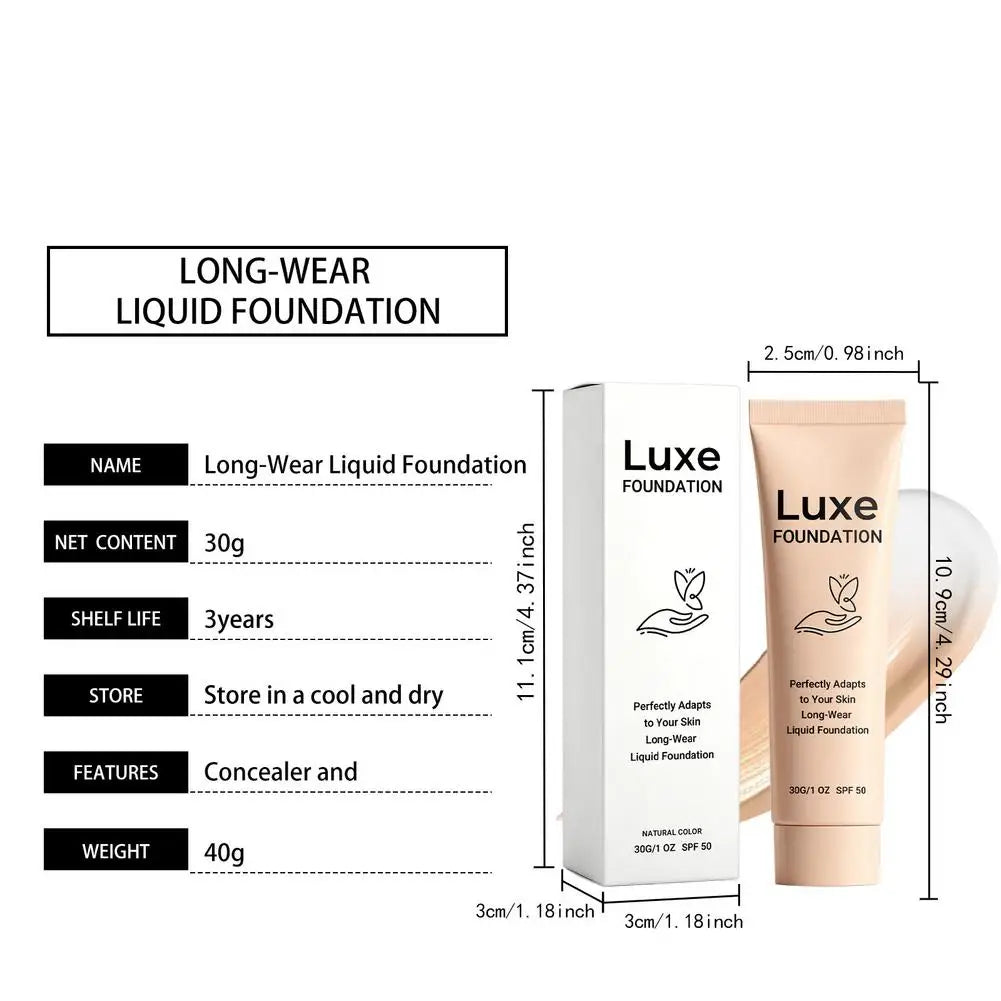 Luxe Colour Changing Foundation - SPF 50 Lightweight Full Coverage Foundations Makeup Adapts To Your Skin Tone Intelligent