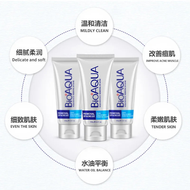 BIOAQUA Facial Cleanser  Anti Wrinkle Face Wash Foam skincare Face Cleanser Anti Acne Blackhead Remover Moisturizing Skin Care