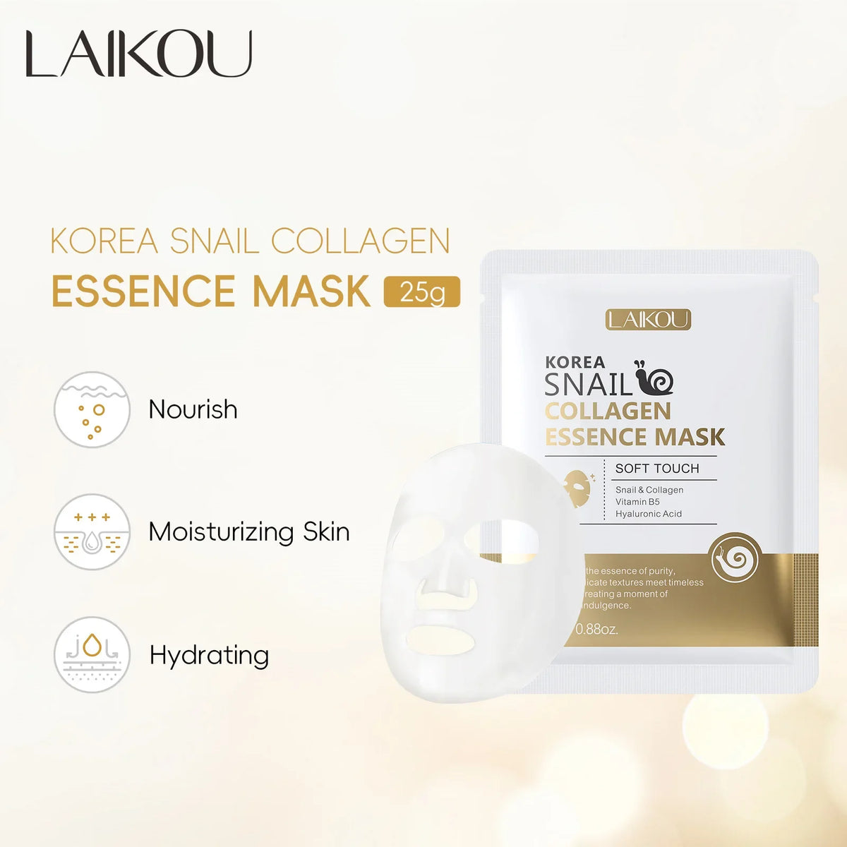 Snail Mucin & Protein Sheet Mask,Anti-Aging & Repair Face Mask,Hydrating Firming Essence Mask for Wrinkles and Pores,5/10/20 PCS