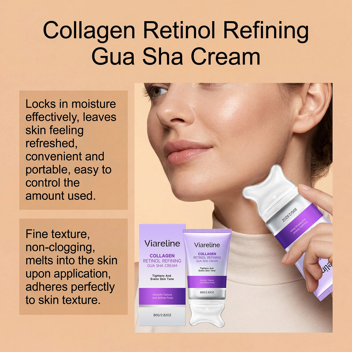 Cream Gua Sha Retinol Collagen Cream Gua Sha Cream Lifting Facial Contouring Shaping Skin Elasticity Enhancement V-Line Jawline