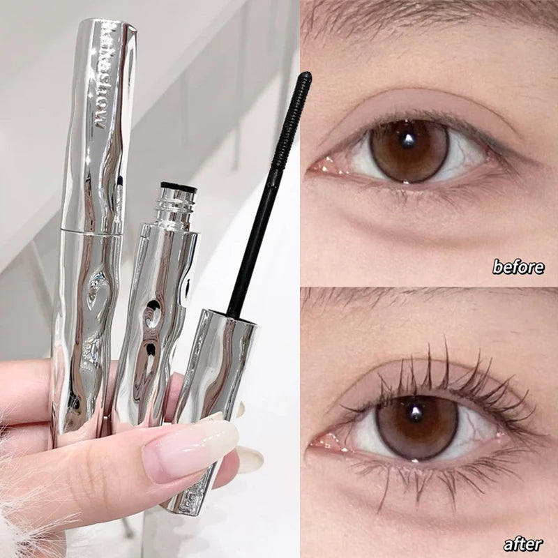 Silver Silk Fiber Matte Mascara Ultra-Fine Brush Lengthens Eyelashes Waterproof Fast Dry Eyelash Curled Extension Mascara Makeup