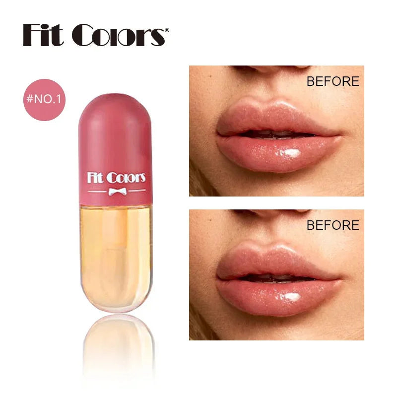 Capsule Liquid Lip Blam Moisturizing Transparent Color Changing Lip Plumper Volumising Essence Oil Mirror Jelly Lipgloss Makeup