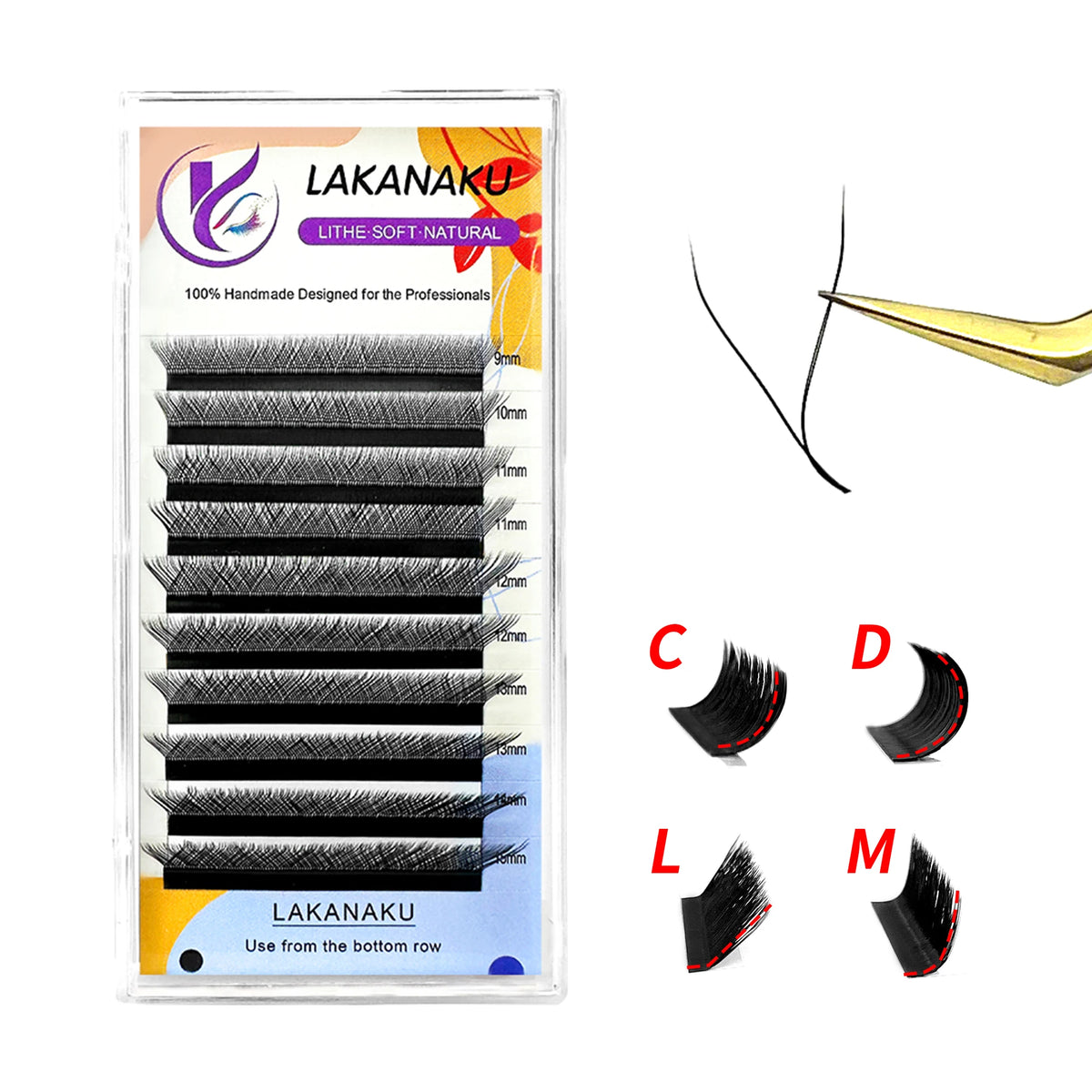 LAKANAKU 6D W Shaped L M Curl Cilios 5D W Clover Russian Eyelashes Extension Volume Lashes Extension Angle W Shape Mink Lashes