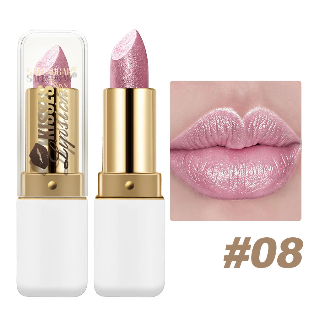 Pearlescent Metallic Lipstick Waterproof Long Lasting Moisturizing Matte Velvet Diamond Lip Gloss