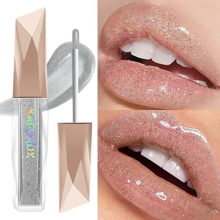 Sweet Sparkling Lip Glaze Mirror Lip Shine Light Lip Gloss Transparent Lip Tint Makeup Water Gloss Shimmer Liquid Lipstick Girl