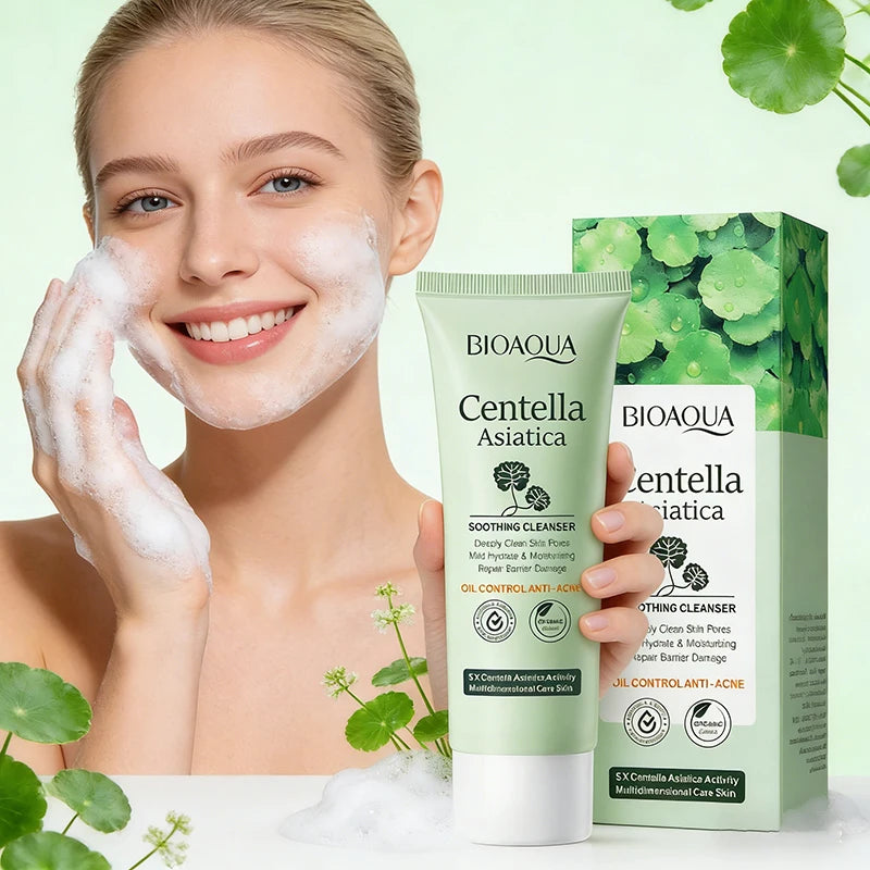 BIOAQUA Centella Facial Cleanser Moisturizing Anti-aging Whitening Anti Acne Face Wash Foam Facial Cleanser Skin Care